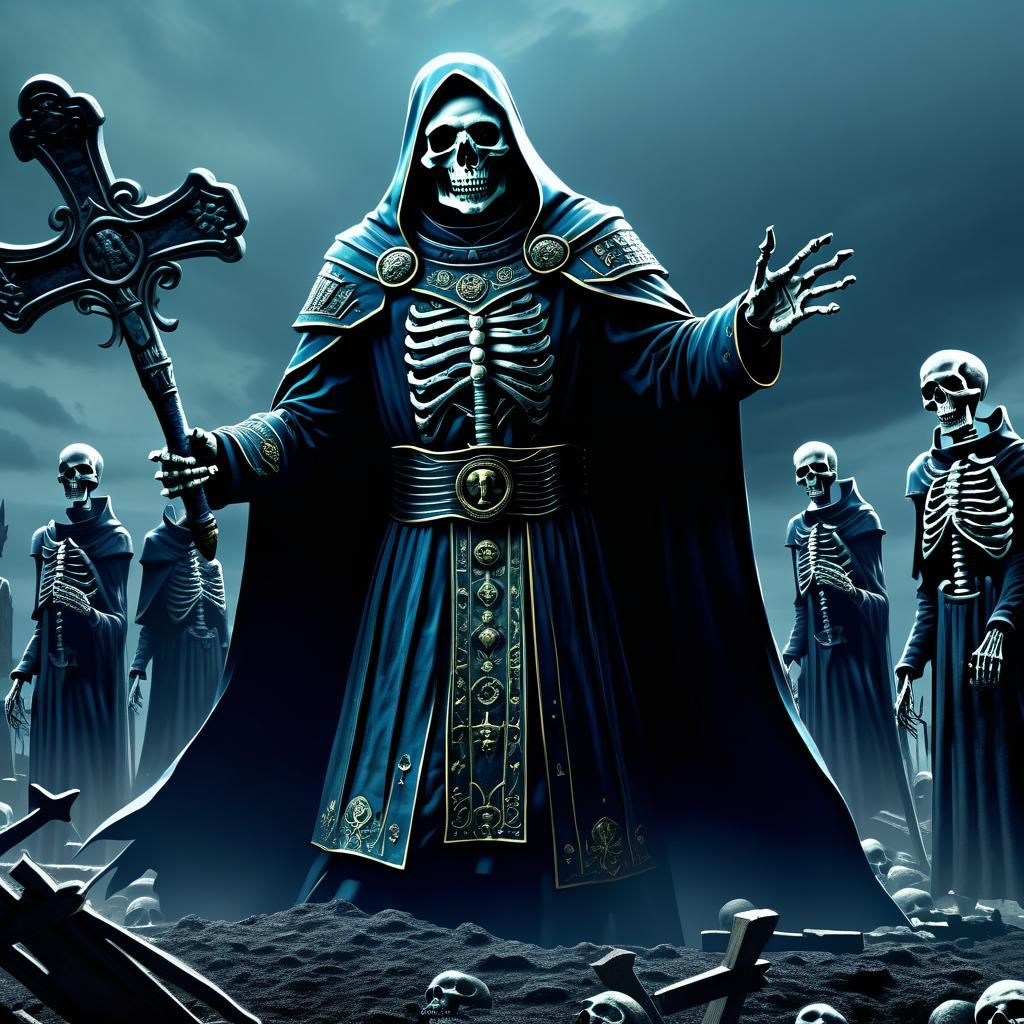 Epic Undead Priest in Graveyard Digital Painting