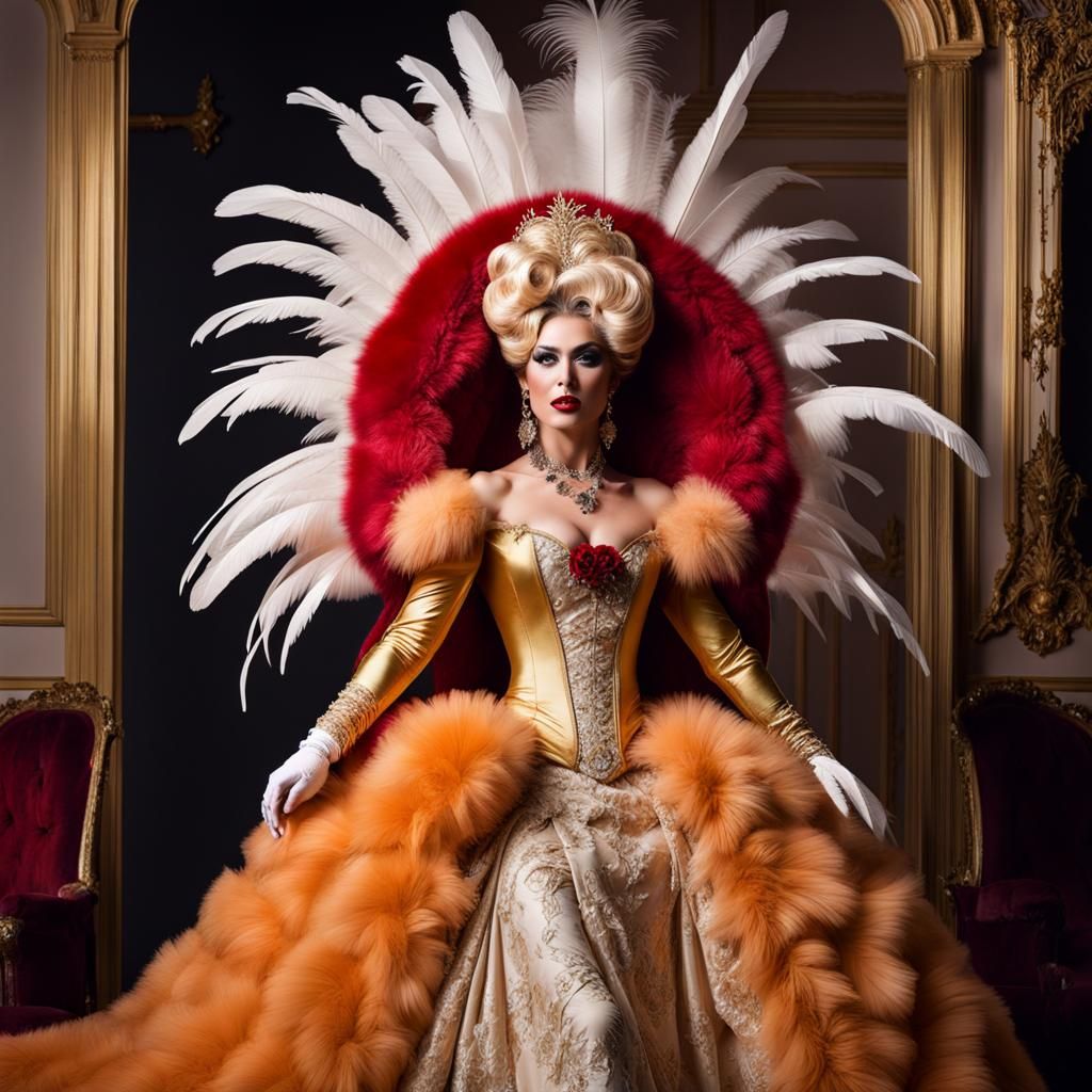 Extravagant Drag Queen in Rococo Wedding Attire