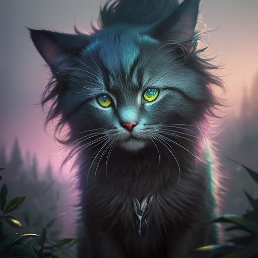 Festive Cat Emerges in Watercolor Painting