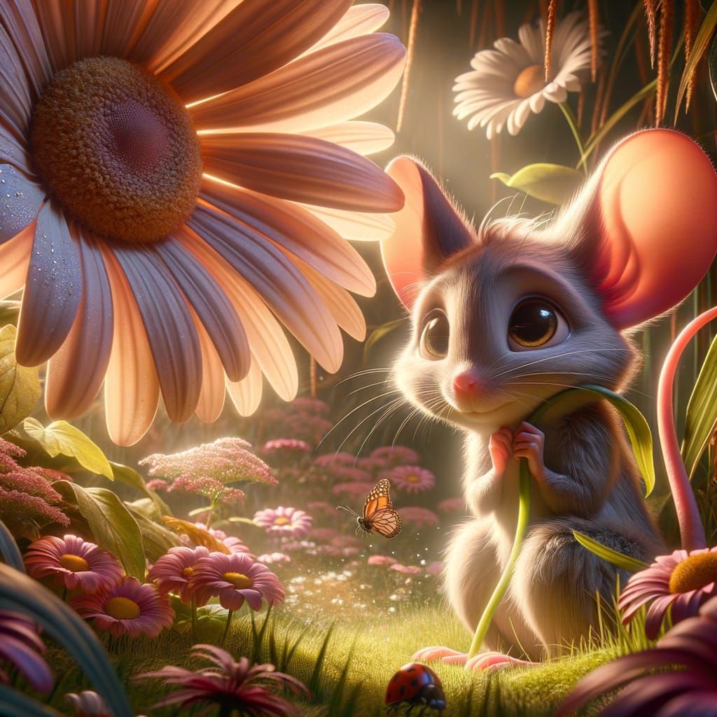 Mouse in Garden: Early 20th Century Animation Style