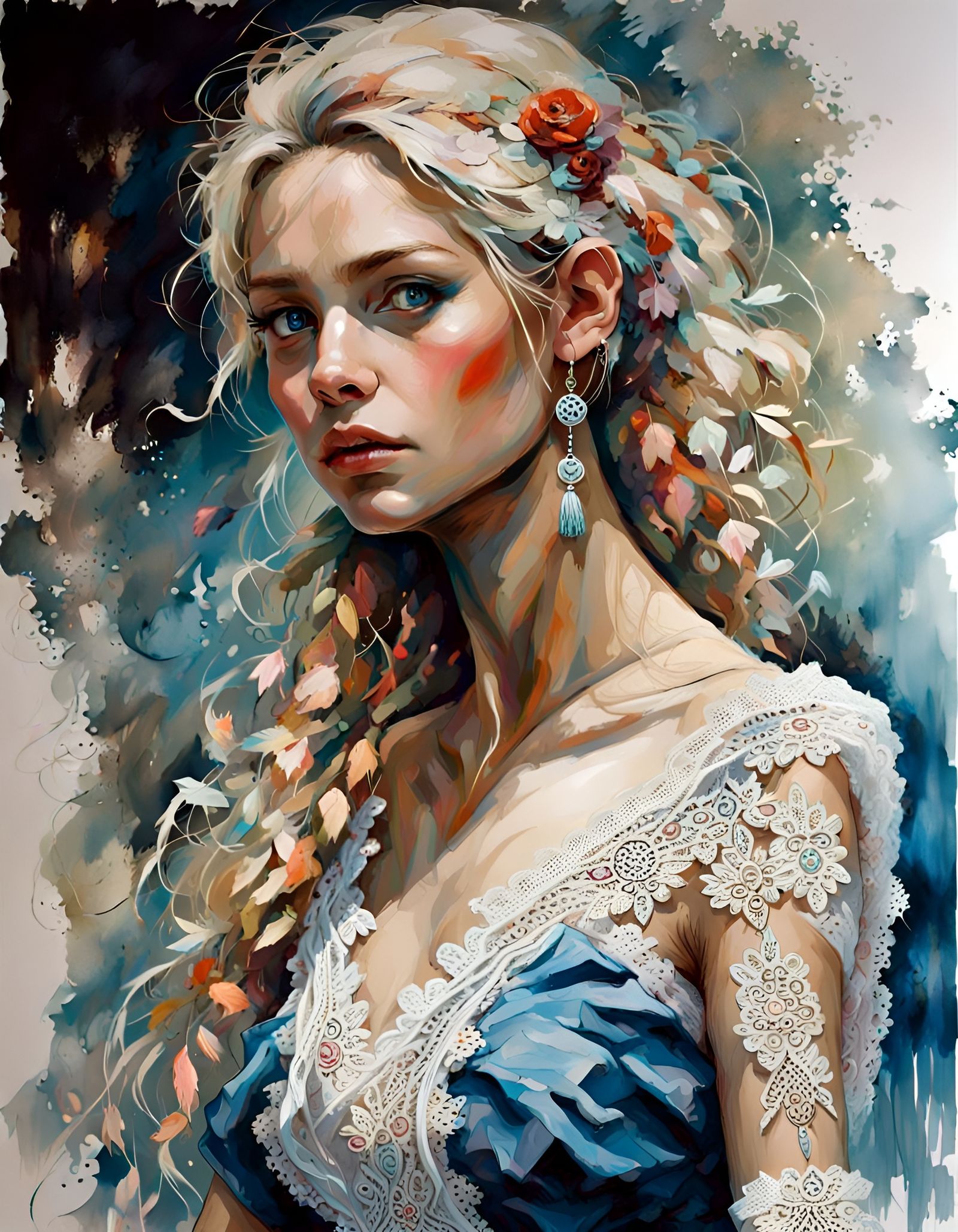 Lacey Dress Portrait in Dark Fantasy Style