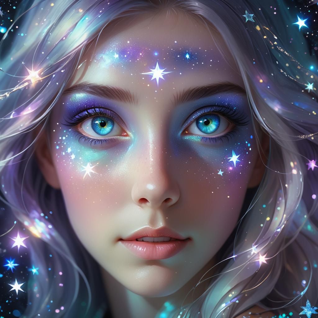 The beautiful Pleiadian stars reflected in gorgeous eyes
