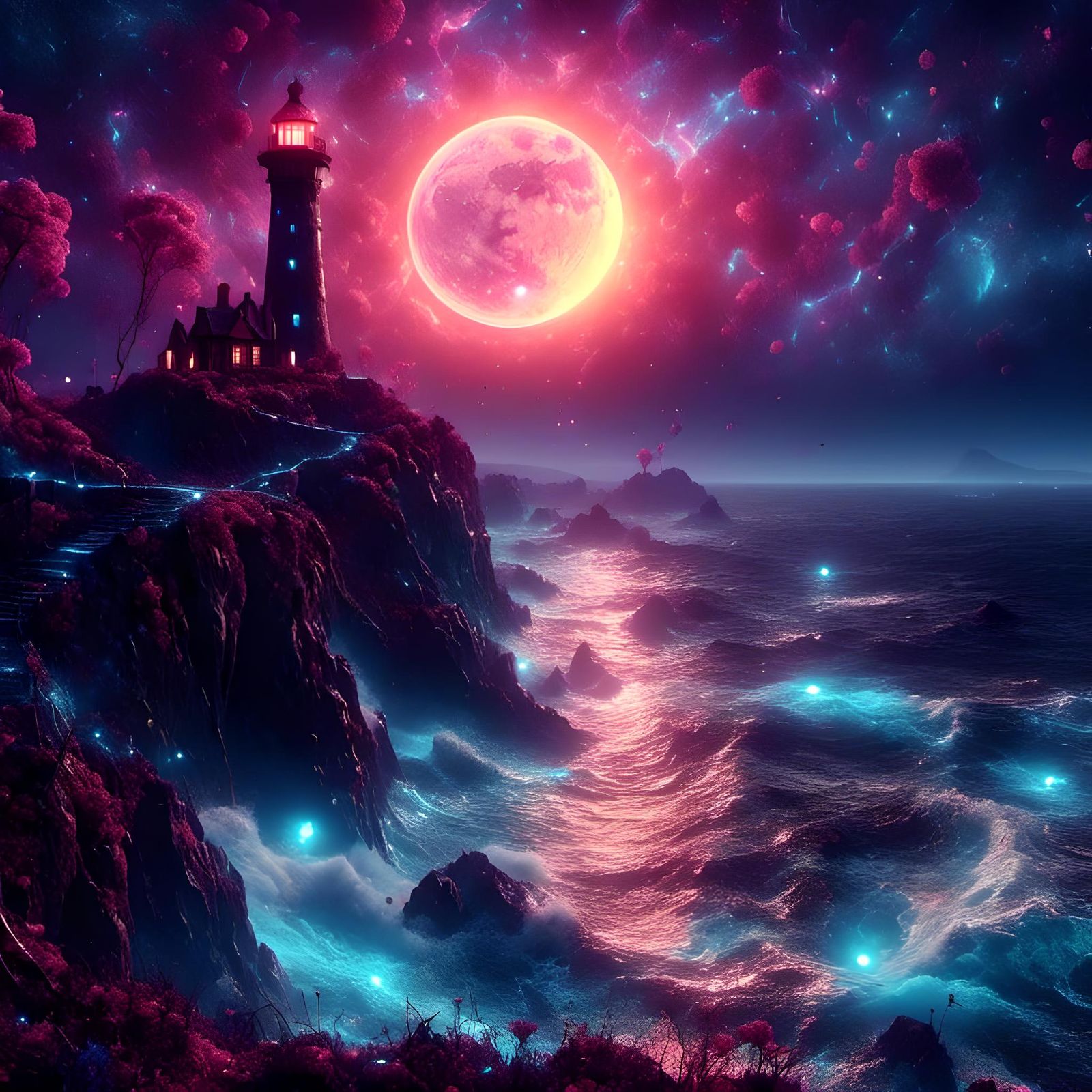 Red Moon at the Light