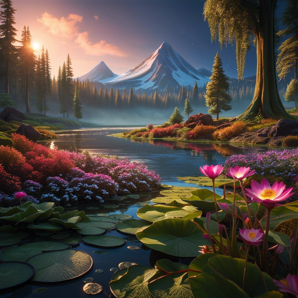 Magical Giant Flowers in Ancient Forest