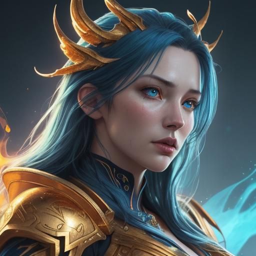 Glacial Fire Abstract in Gold and Blue
