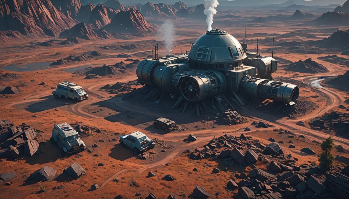 The sip after the tragic hyborian eruption, rendered by simo...