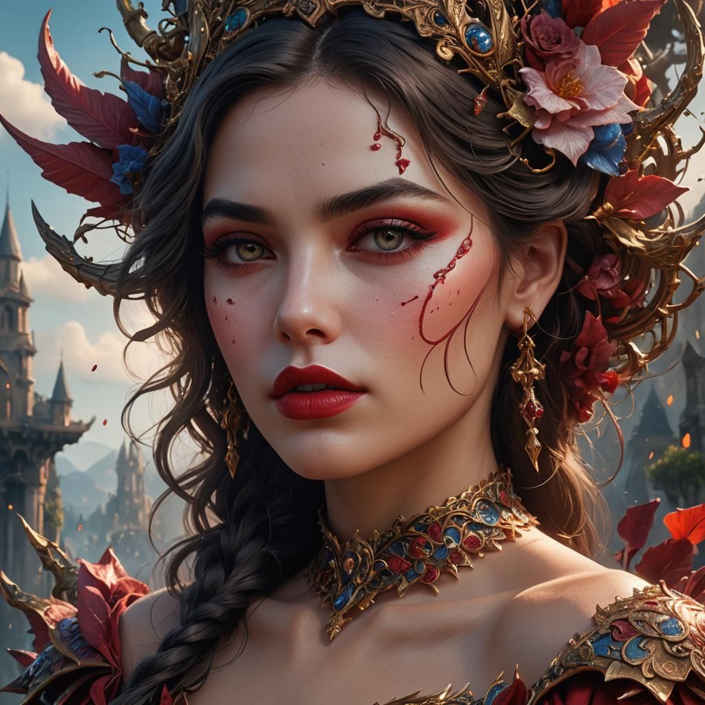Woman with Beautiful Lips: Fantasy Concept Art