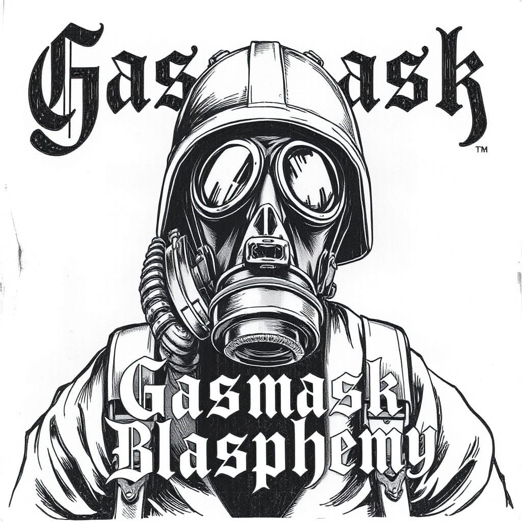 WWI Soldier in Gas Mask: Black Metal Album Art
