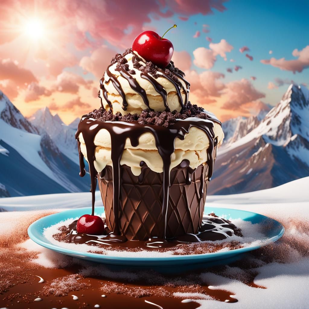 Ice Cream Mountain in Pop Surrealism Style