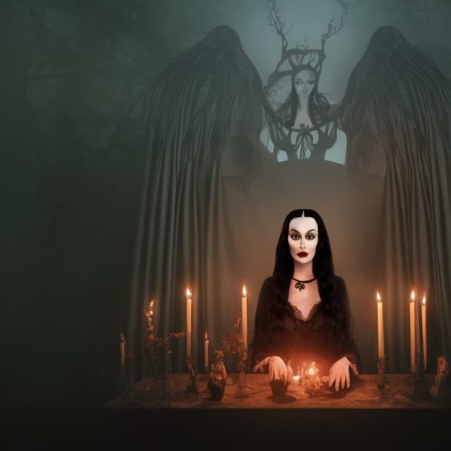 Magical Ghost Seance Illustration in Art Nouveau Style