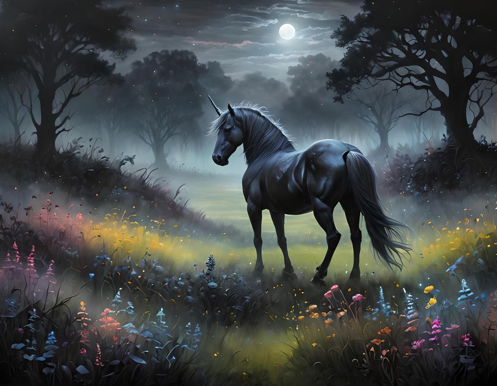 Enchanted Landscapes with Neon Glow in Soft Pastel Hues