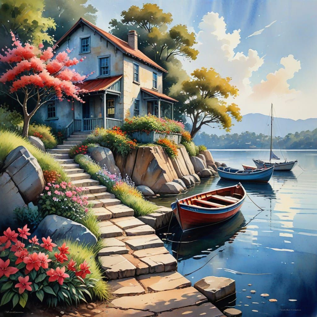 Charming Coastal Abode in Vibrant Colors