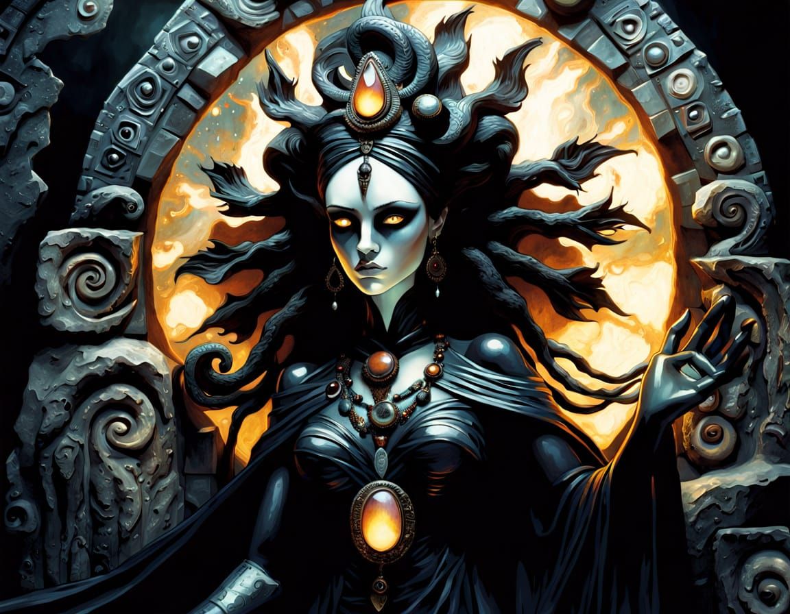 Obsidian and Alabaster Woman in Dark Fantasy Art