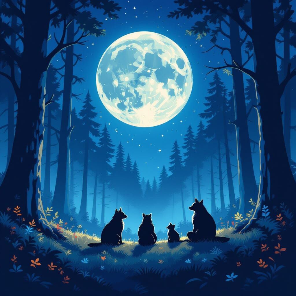 Moonlit Glade: Ethereal Sentinels Guarding the Night