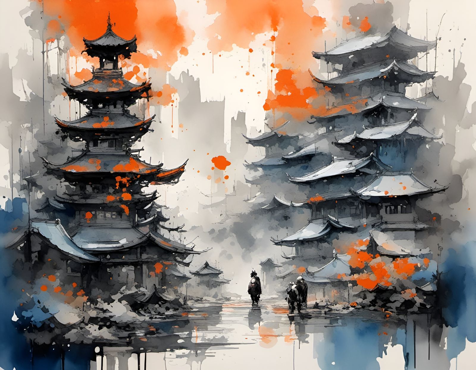 <lora:Dark Beauty :1.0> ""japanese citiscape Yoji Shinkawa style, Jean-baptiste Monge, general plan, central composition...