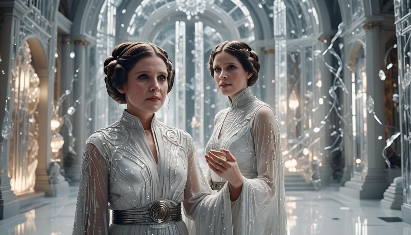 Delicate Glass Figures of Princess Leia in Crystal Palace