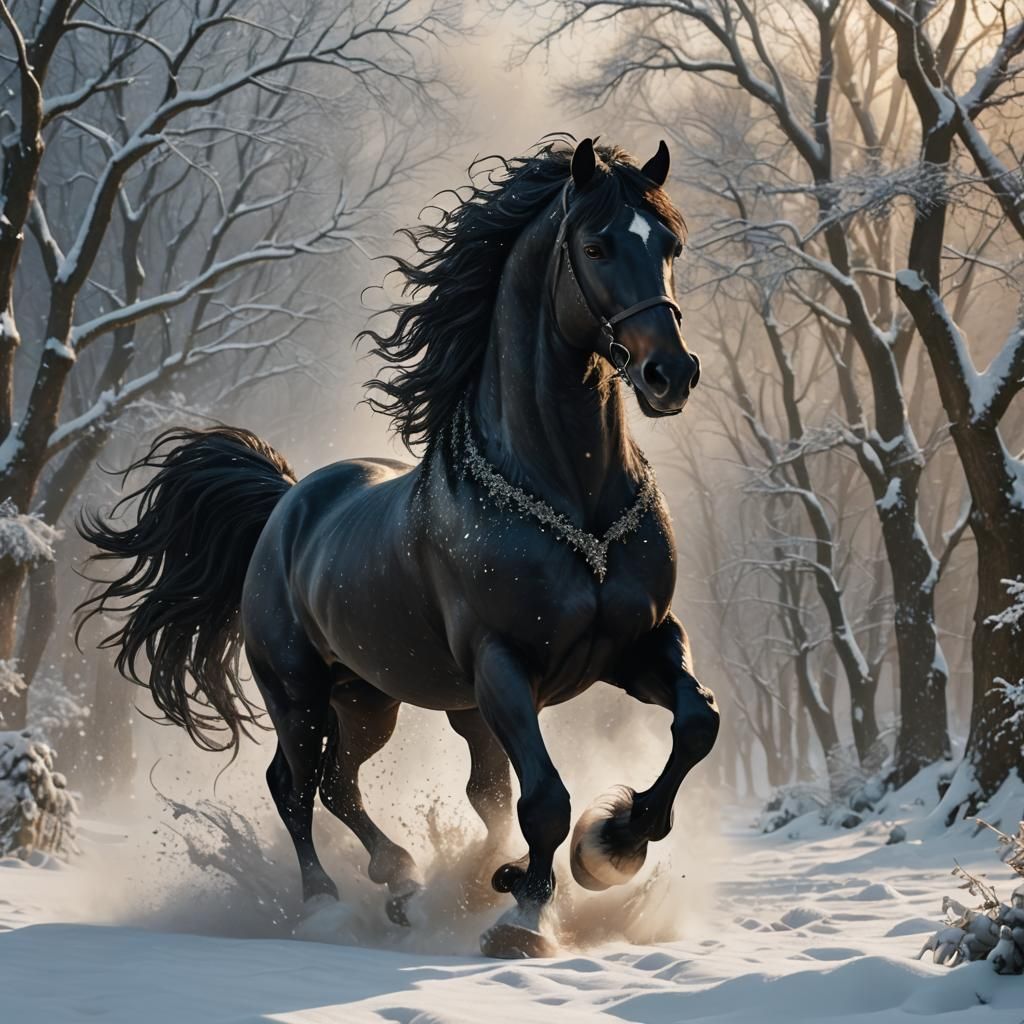 Odin's Eight-Legged Horse Sleipnir in Winter Wonderland