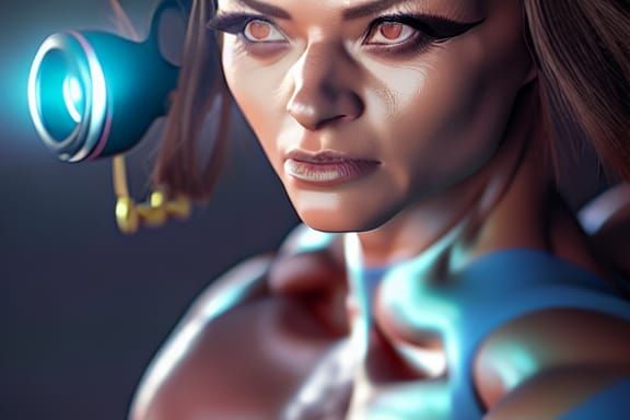 Female Bodybuilder as Digital Illustration