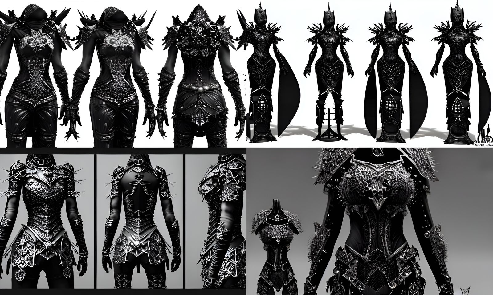 Intricate Gothic Dark Fantasy Female Armor Set