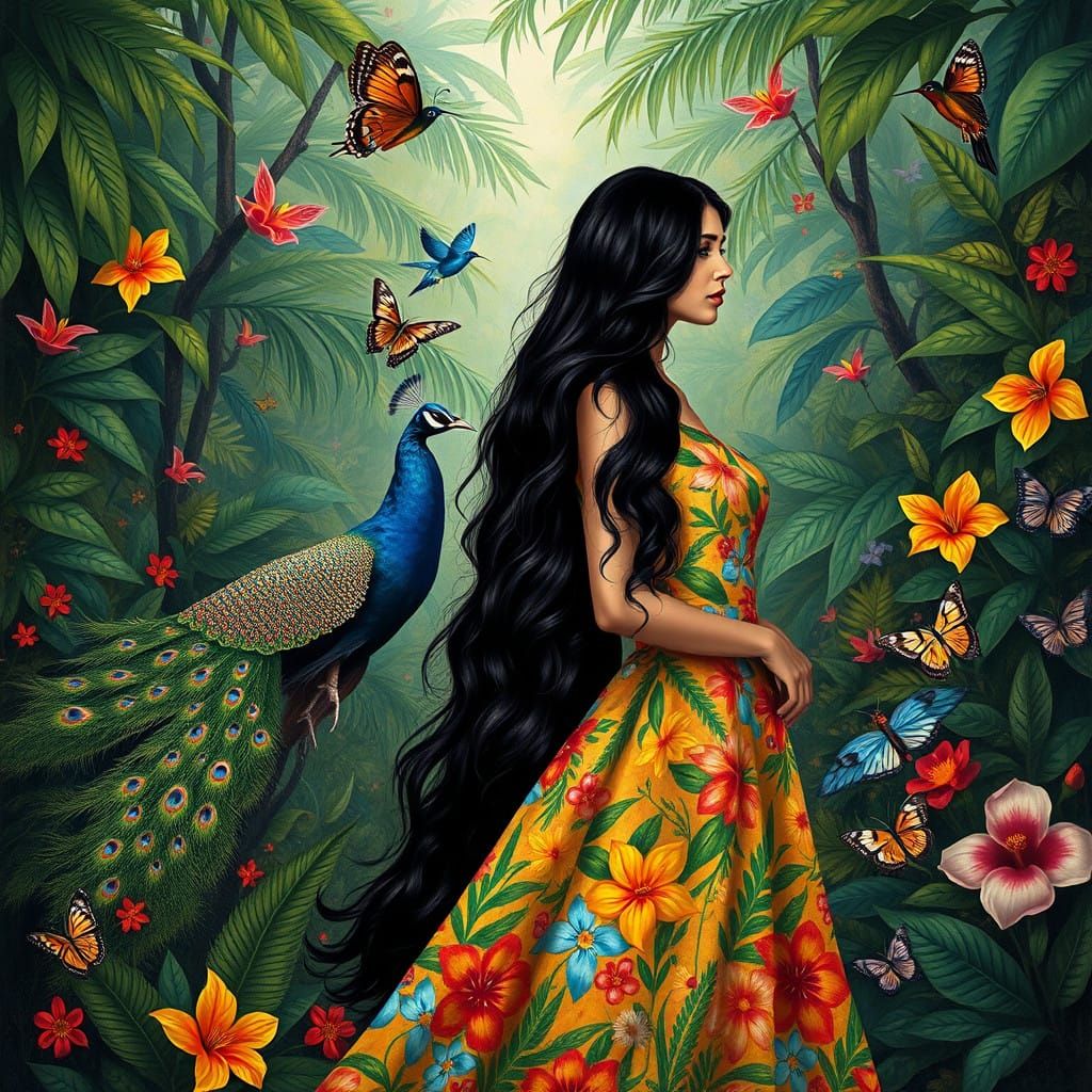 Tropical Goddess in a Vibrant Jungle Paradise