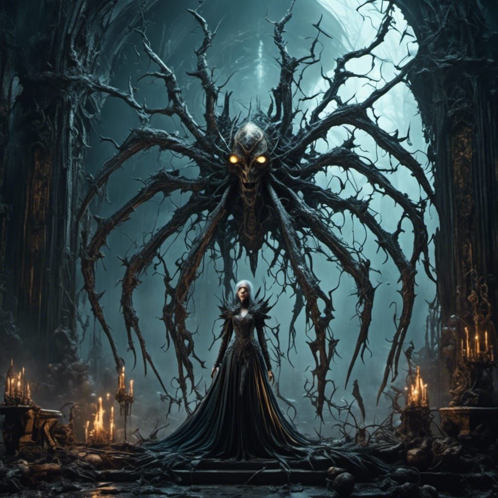 Spider God and Goddess in Detailed Digital Painting