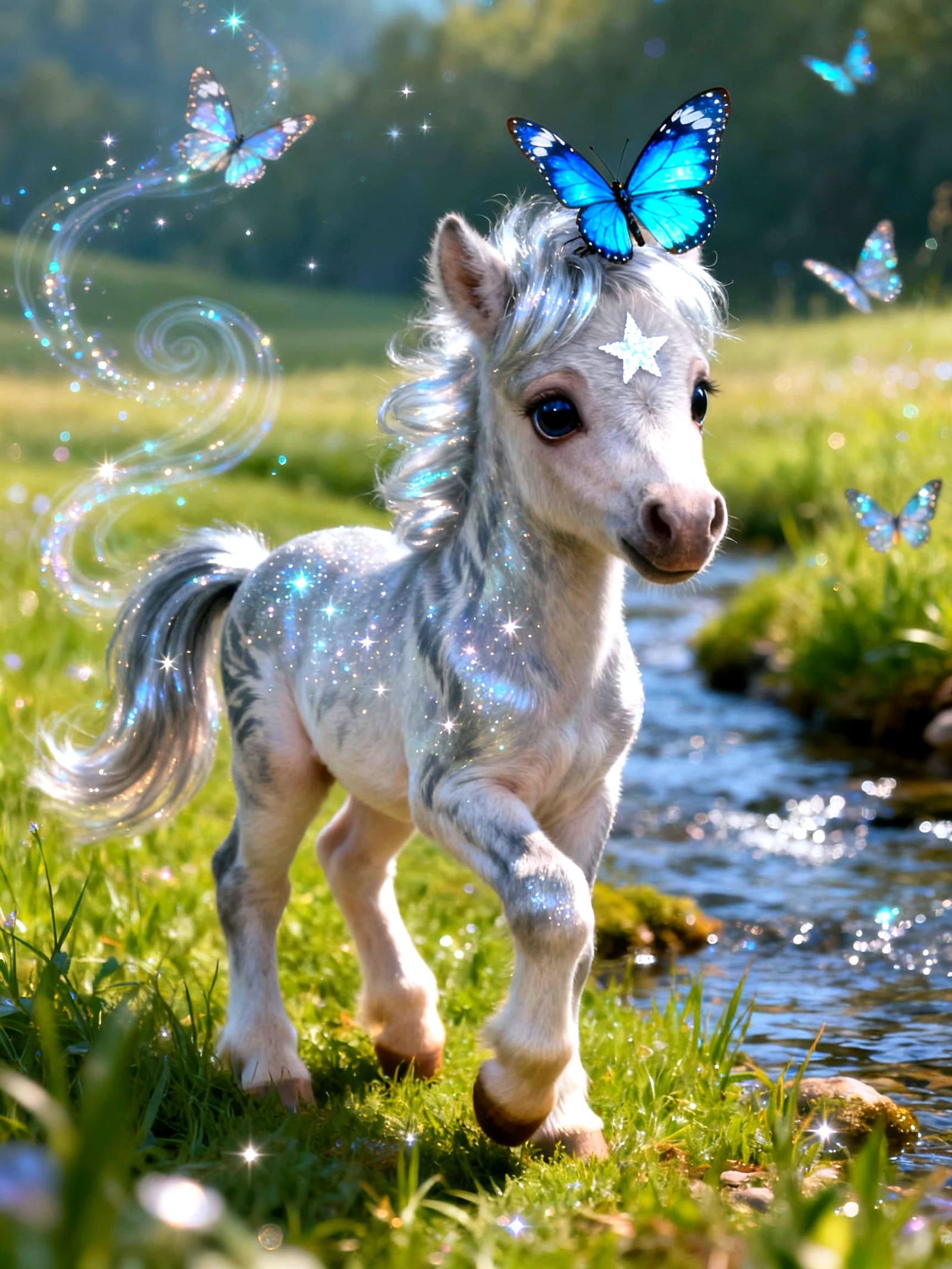 Sparkling Star Foal with Morpho Butterfly