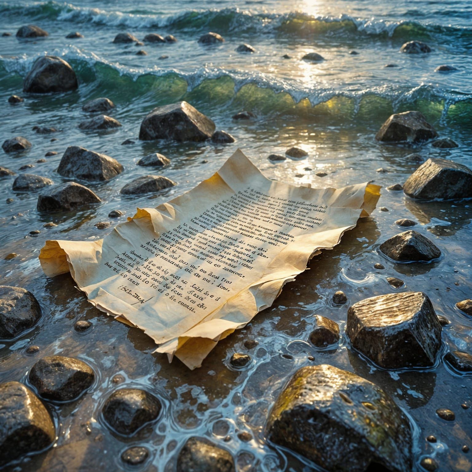 Magical Glowing Letter Adrift on the Tide