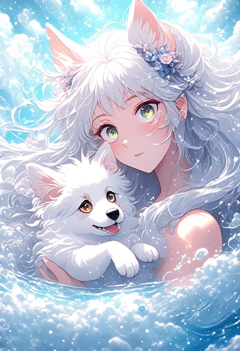 Woman Bathes Dog: Epic Digital Matte Painting