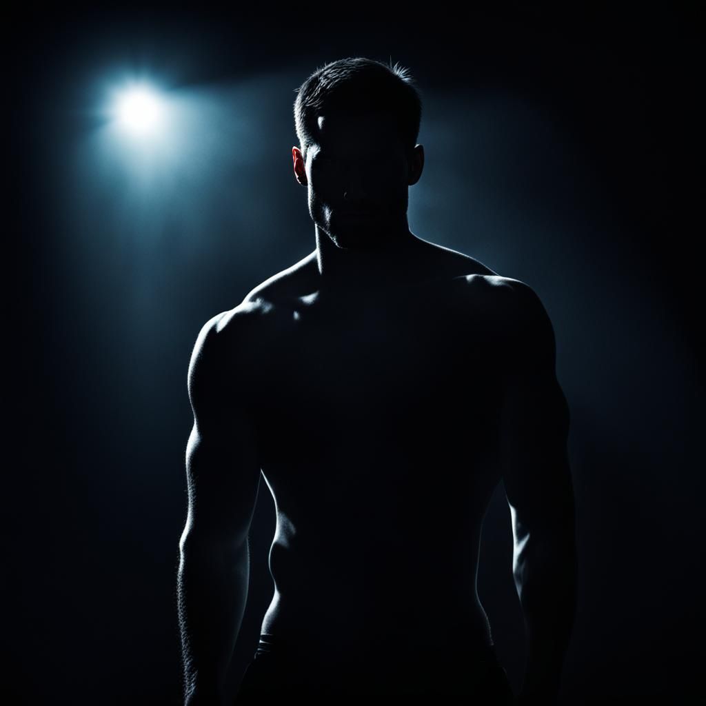 Dramatic Silhouette of a Shirtless Man