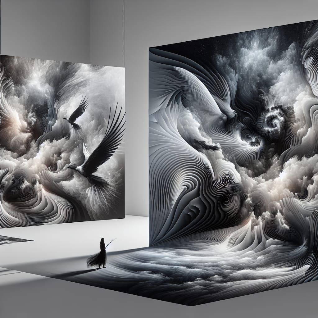 Abstract Anamorphic Illusion with Ethereal Wind