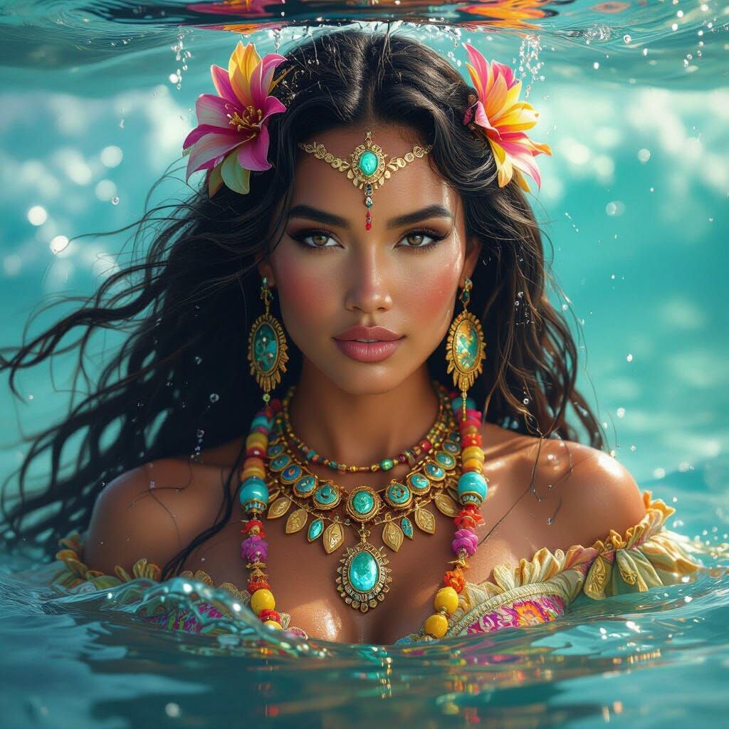 Polynesian Princess of Mu Submerged in Ocean Depths