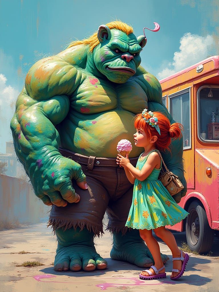 Protective Orc Graffiti Art Featuring Little Sister