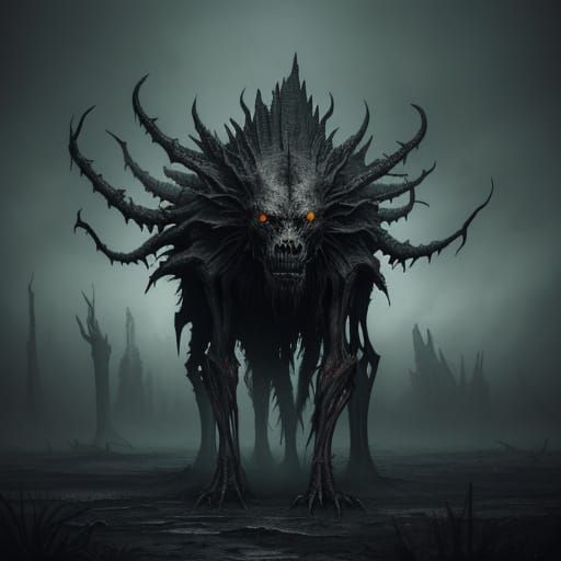 Grotesque Canine Creature in Dark Fantasy Art