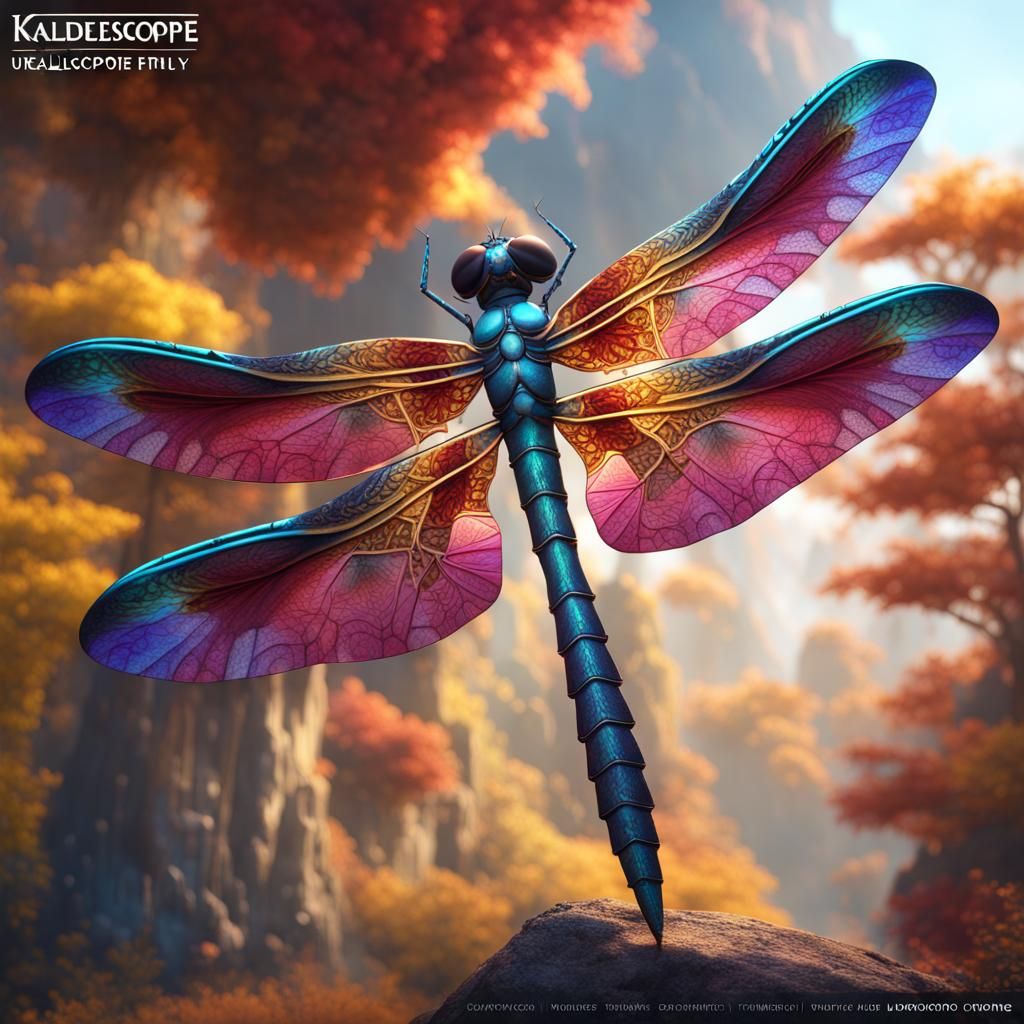 Kaleidoscopic Dragonfly Fantasy Concept Art