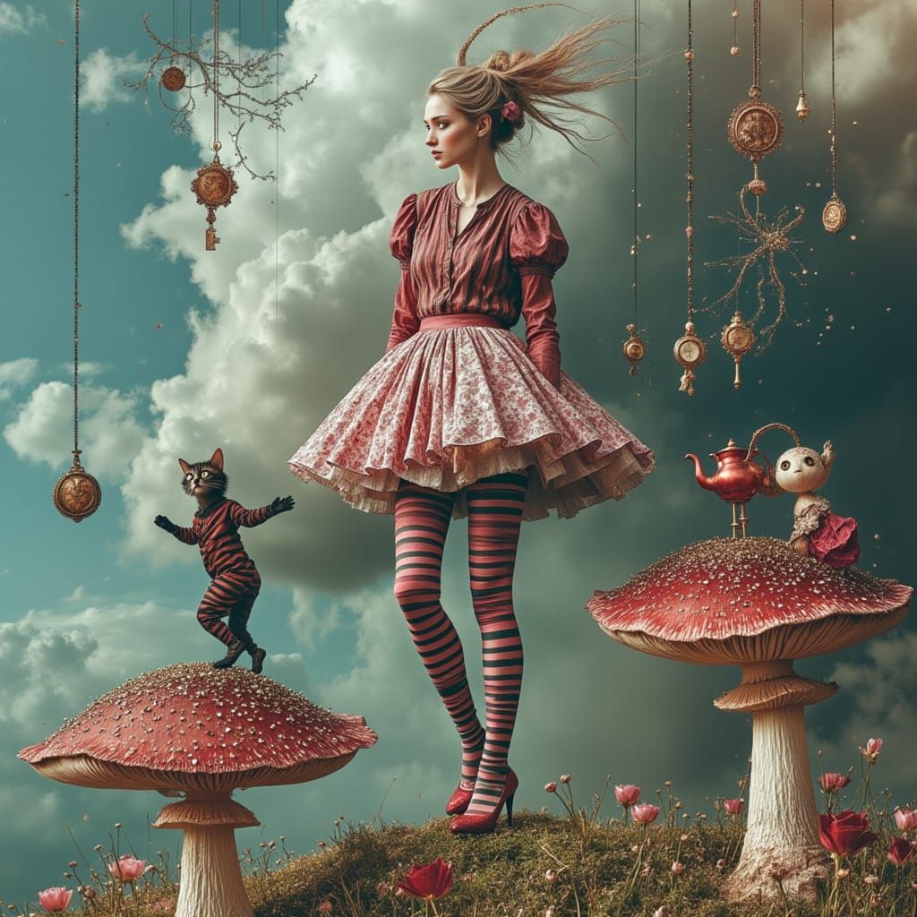 Alice in Wonderland Dreamscape with Transforming Cheshire Ca...