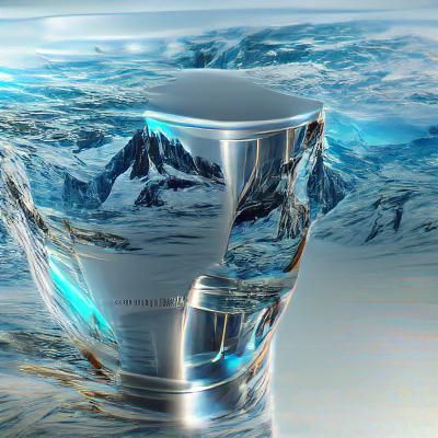 Glass Cup with Russian Glacier Ice and Sea