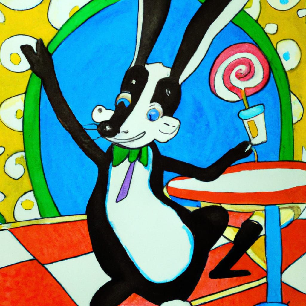 Oswald Rabbit in 1960s McDonald's, Gouache Art