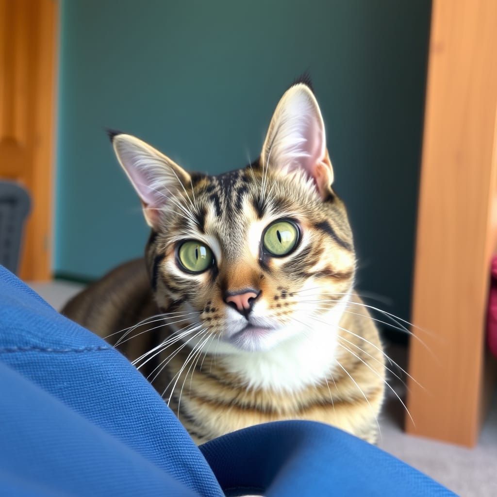 Mysterious Feline Portrait in a Whimsical Setting