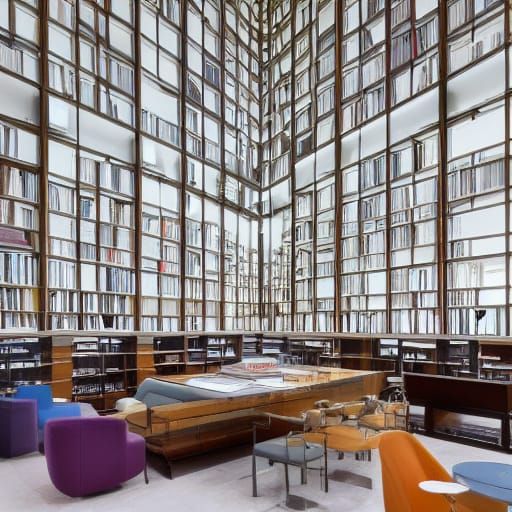 Sleek Futuristic Library with Impossible Geometry