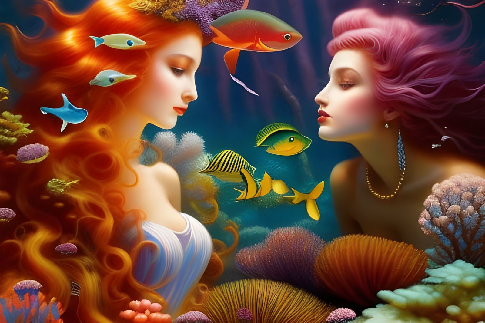 * Close-up of two beautiful mermaid sisters -285434 - MasterSub-all-adj