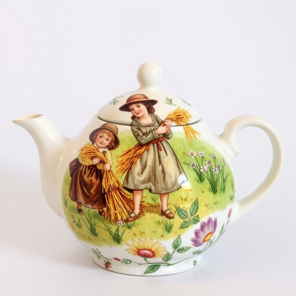 Hay Harvest in Whimsical Folk Art Style