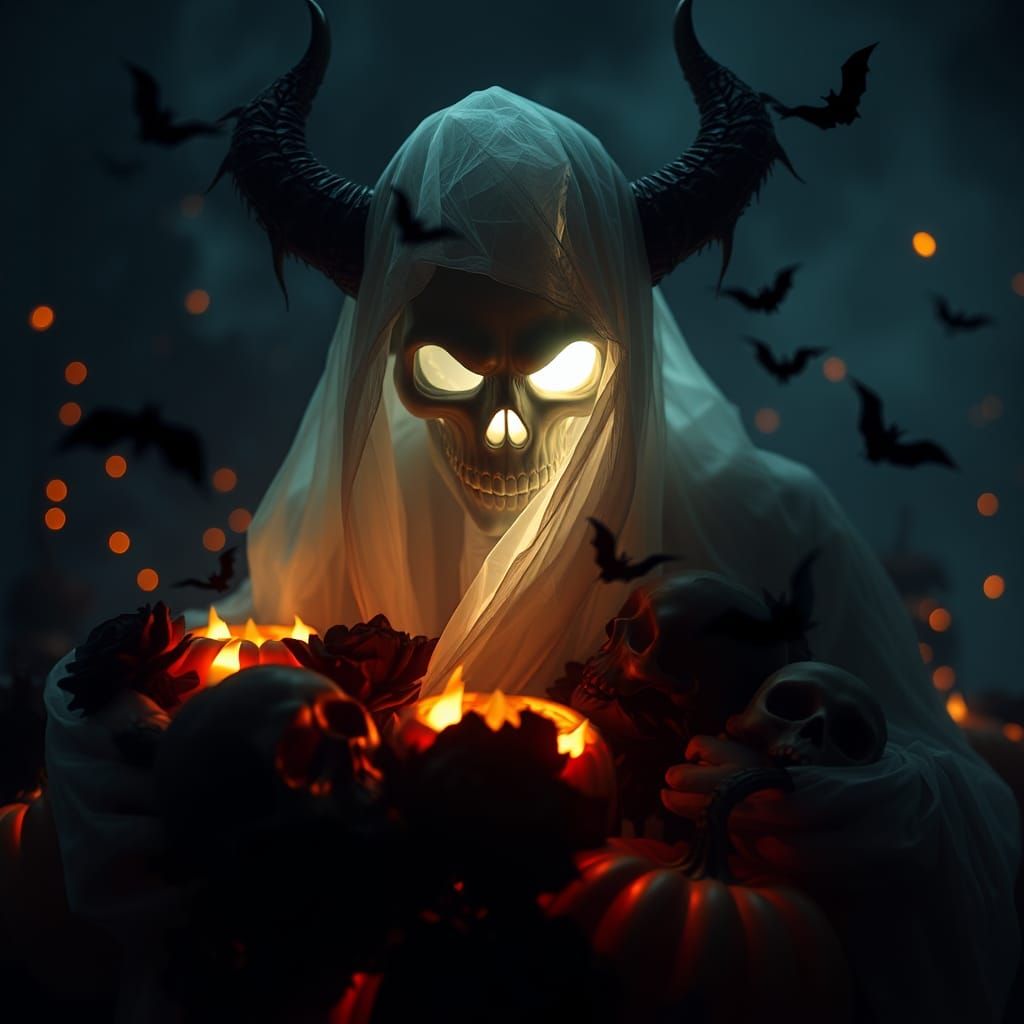 Surreal Demon Apparition with Glowing Light Effects