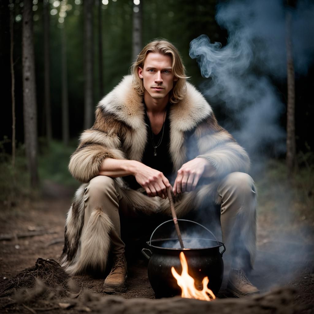 Young Man in Wolf Pelt Ritual, Professional Photography