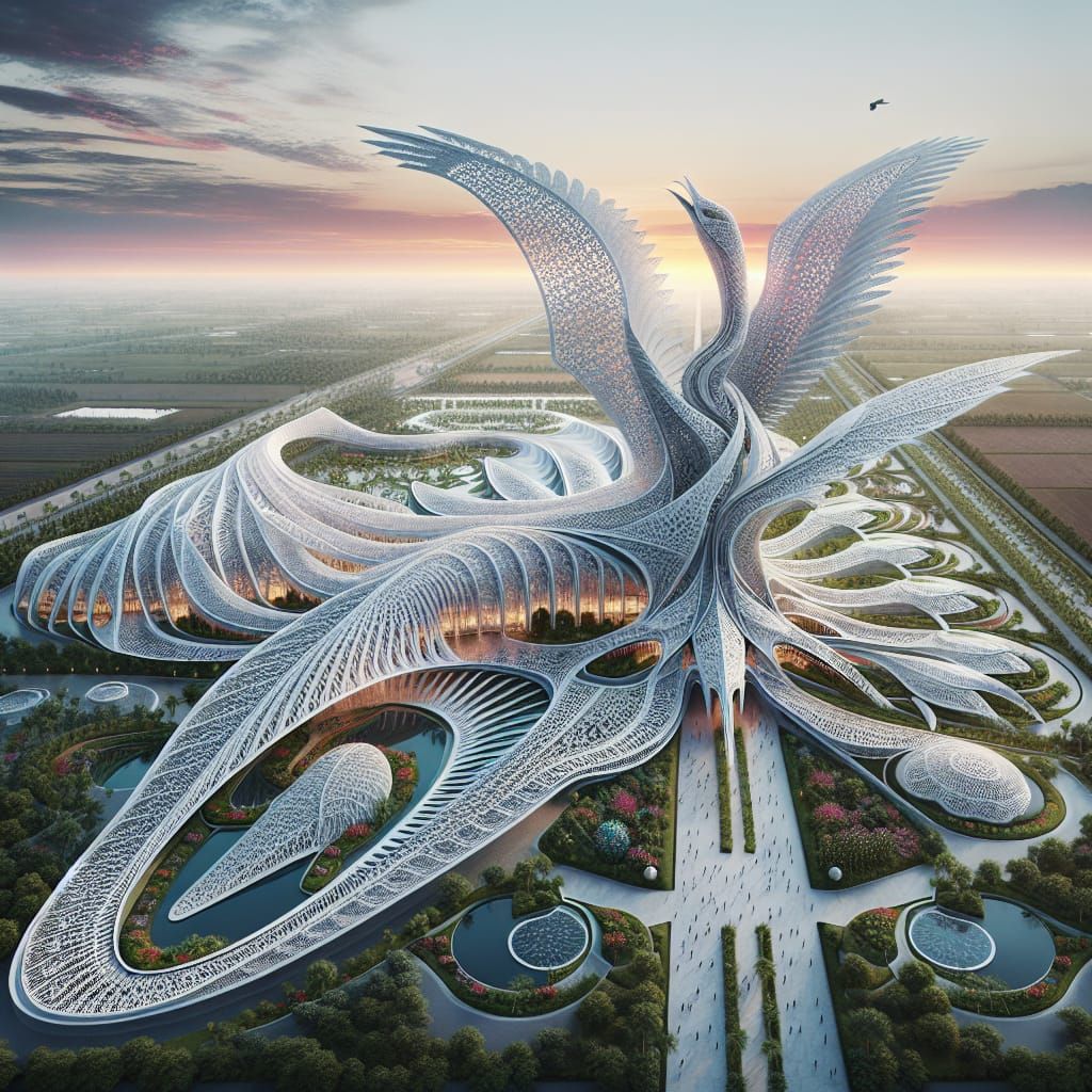 Bird-Shaped Architectural Complex in Bird Sanctuary