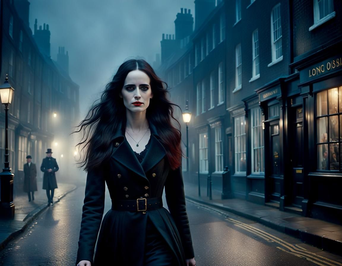 Eva Green Portrait in Foggy London Street