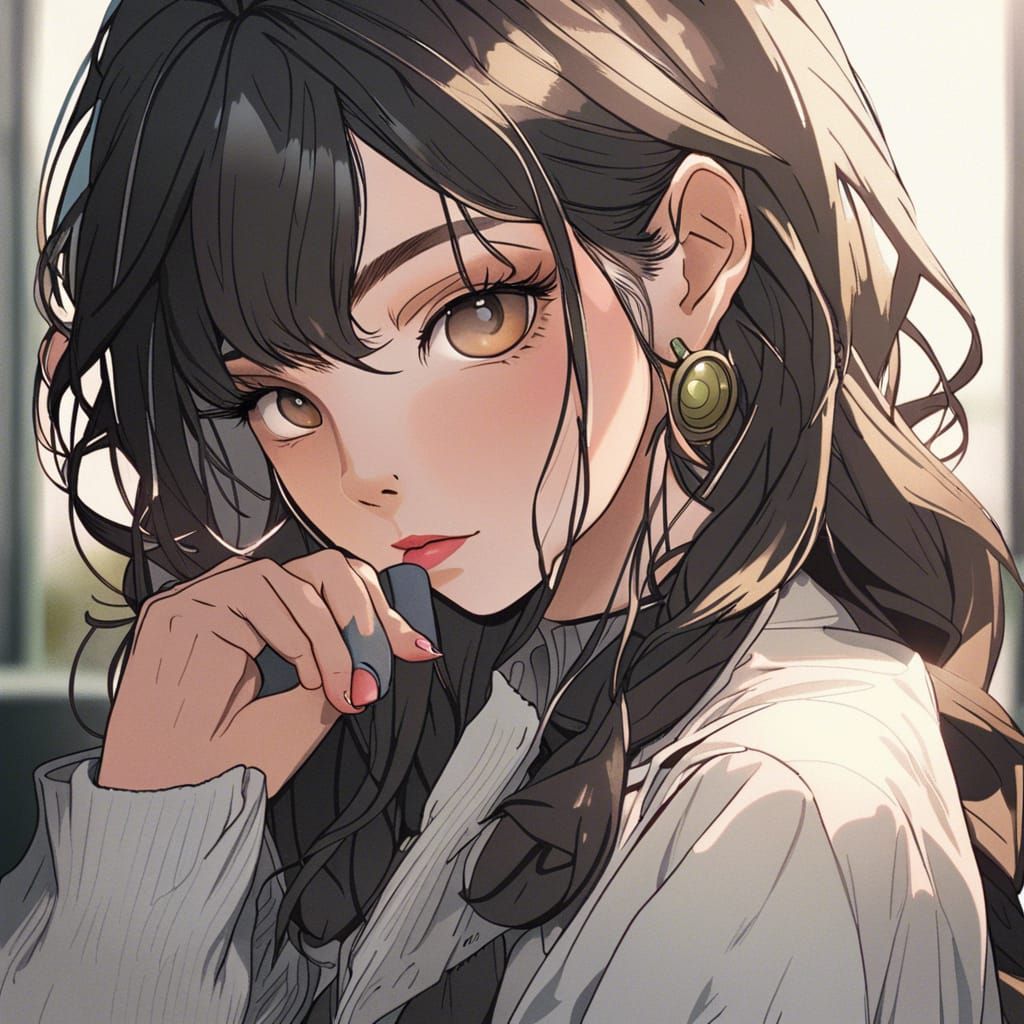 Girl with Smoky Eyeshadow in Webtoonpunk Style