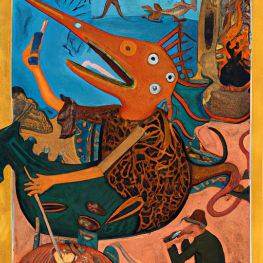 Selfie with Jabberwock in Post-Apocalyptic Style