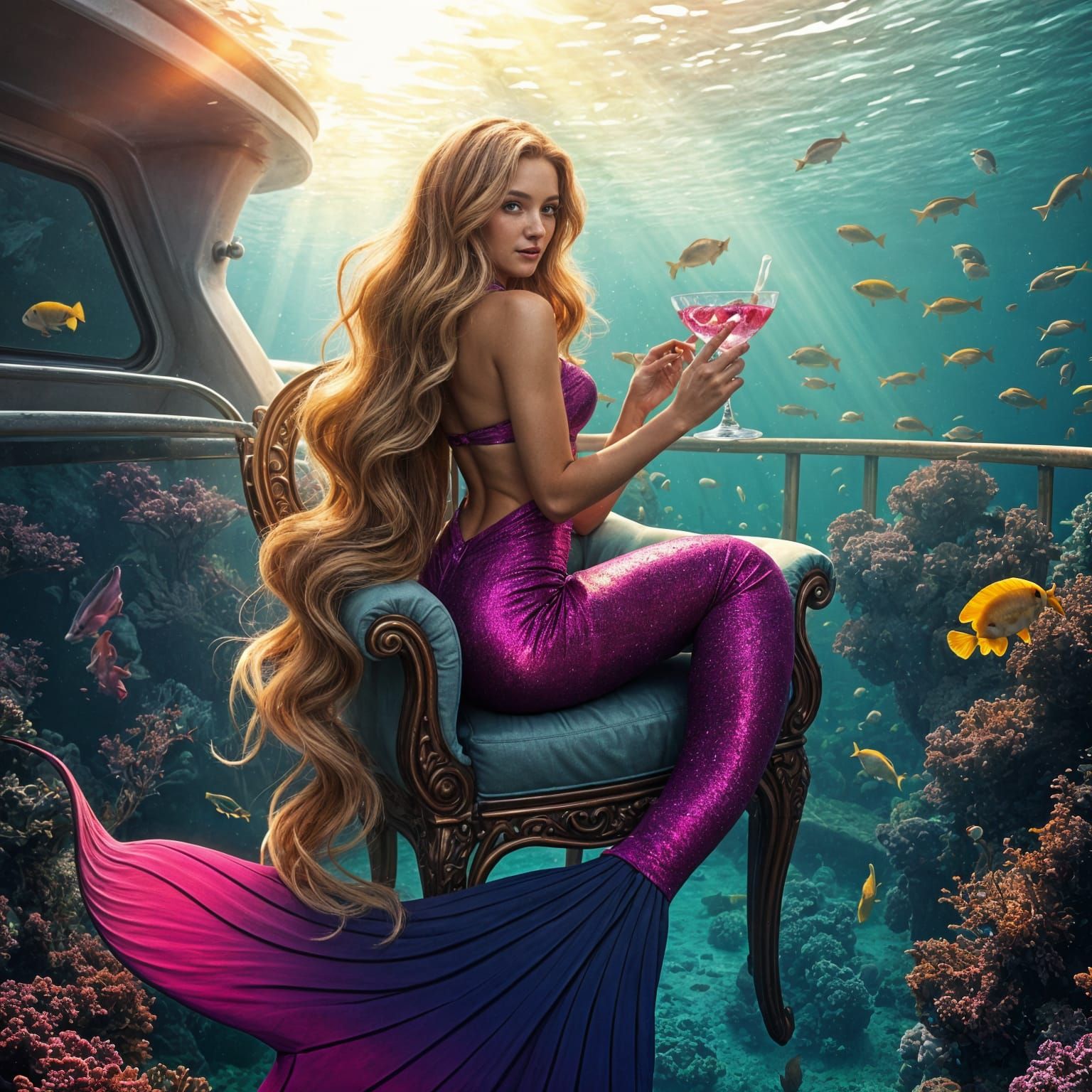 Mermaid in Luxurious Underwater Setting