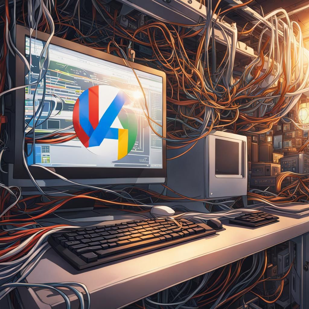 Computer Screen with Google in Anime Style