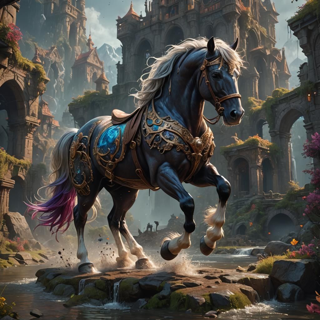Cute Horse in Detailed Fantasy Concept Art